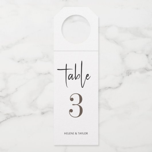 Eenvoudig modern tabelnummer flessenhanger (Voorkant)