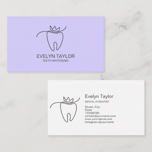 Eenvoudig modern tandheelkundig tandheelkundig ond visitekaartje (Voorkant / Achterkant)