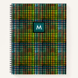 Eenvoudig Modern Tartan Turkoois Groen Tan Schotla Notitieboek