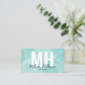 Eenvoudig Modern Teal Monogram Visitekaartje (Staand voorkant)