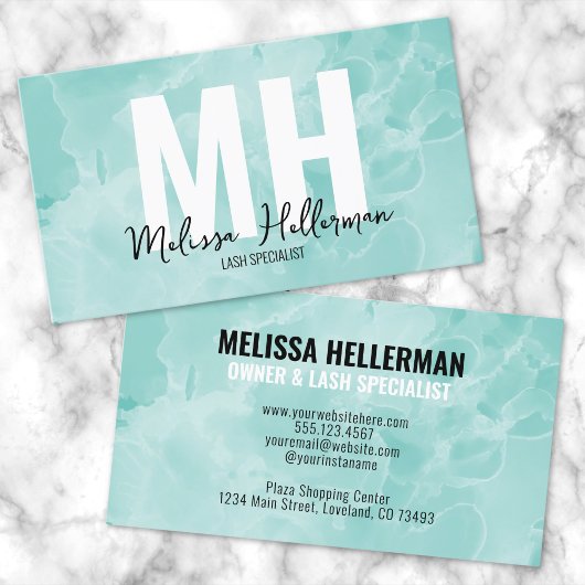 Eenvoudig Modern Teal Monogram Visitekaartje