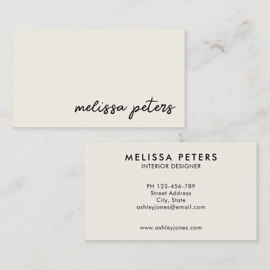 Eenvoudig modern tekenscript visitekaartje (Voorkant / Achterkant)