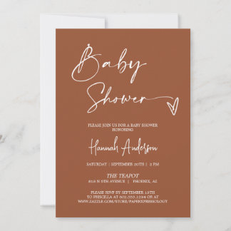 Eenvoudig Modern Terracotta Baby shower QR Code Fo Kaart
