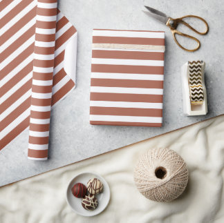 Eenvoudig modern Terracotta Striped minimalist Cadeaupapier