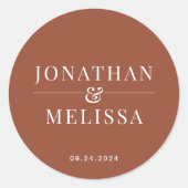 Eenvoudig modern Terracotta Typography Wedding Ronde Sticker (Voorkant)