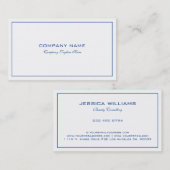 Eenvoudig Modern Tin Blauw Rand Op Wit Visitekaartje (Voorkant / Achterkant)