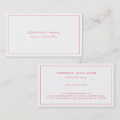 Eenvoudig Modern Tin Roze Rand Op Wit Visitekaartje (Voorkant / Achterkant)