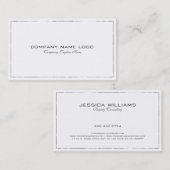 Eenvoudig modern tin zilver verveeld op wit visitekaartje (Voorkant / Achterkant)