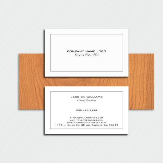 Eenvoudig Modern Tin Zwart Rand Op Wit Visitekaartje