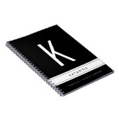 Eenvoudig modern trendy leuk zwart monogram aangep notitieboek (Rechterzijde)