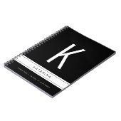 Eenvoudig modern trendy leuk zwart monogram aangep notitieboek (Linkerzijde)