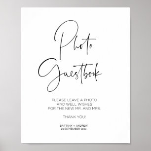 Eenvoudig modern trouwfoto gast boek bord poster