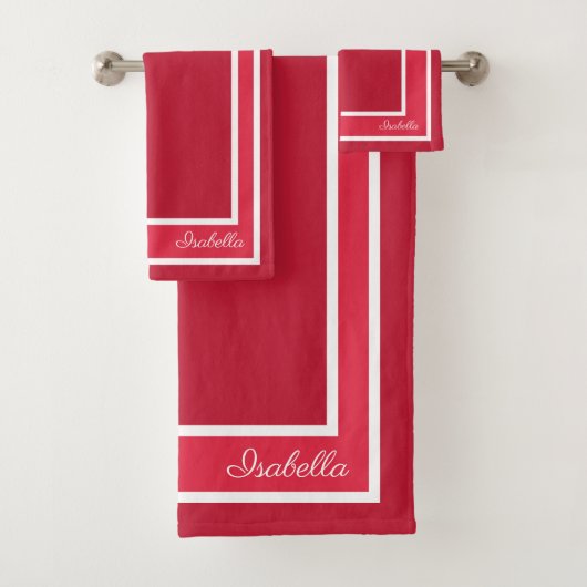 Eenvoudig, modern, True Red Bad Handdoek (Insitu)