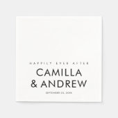 Eenvoudig Modern Type Zwart-wit Bruiloft Servet (Voorkant)