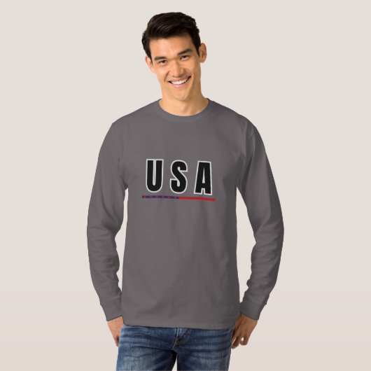 Eenvoudig Modern USA Amerika Art Letter Vlag Souve T-shirt (Voorkant volledig)