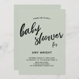 Eenvoudig, modern, vaardig, groen Baby shower Kaart