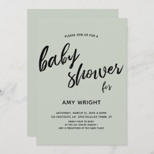 Eenvoudig, modern, vaardig, groen Baby shower Kaart
