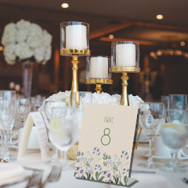 Eenvoudig modern veldbloemen Wedingstabel nummer Reclamebord Met Voetstuk