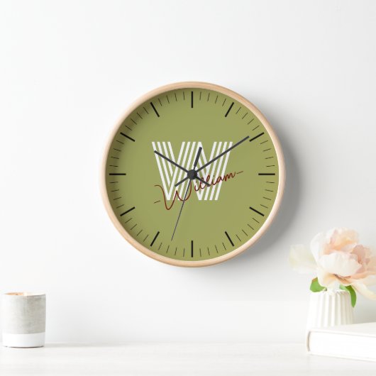 Eenvoudig modern verjaardagsmonogram olijfgroen (Huis)