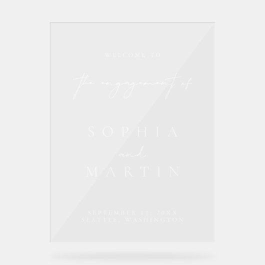 Eenvoudig Modern Verloving Acryl Welkomstbord Acryl Bord (Voorkant)