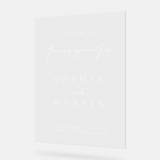 Eenvoudig Modern Verloving Acryl Welkomstbord Acryl Bord (Hoek)