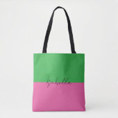 Eenvoudig Modern Vet Roze en Groen Kleurenblok Tote Bag (Voorkant)