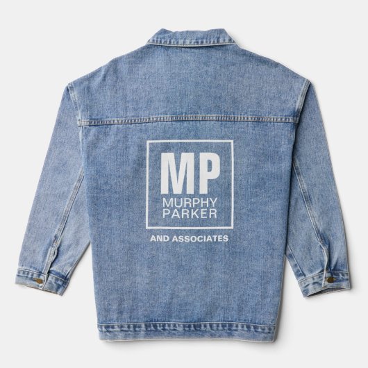 Eenvoudig Modern Vierkant Bedrijf Logo Monogram Denim Jacket (Achterkant)