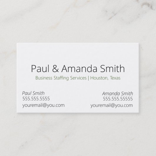 Eenvoudig modern Visitekaartje met 2 namen & conta (Voorkant)