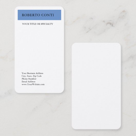 Eenvoudig modern vlakminimalistisch zijdeblauw visitekaartje (Voorkant / Achterkant)