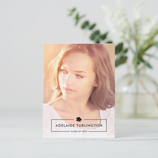 Eenvoudig, modern, volledig foto-Afstuderen Briefkaart (Staand voorkant)