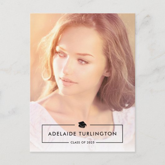 Eenvoudig, modern, volledig foto-Afstuderen Briefkaart (Voorkant)