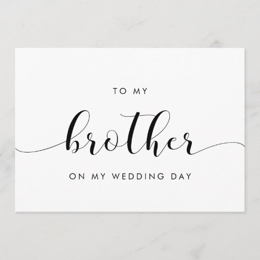 Eenvoudig modern voor mijn broer op mijn trouwdagk kaart (Voorkant)