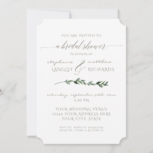 Eenvoudig, modern Vrijgezellenfeest met bladgroen Kaart (Voorkant)