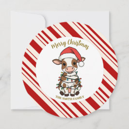 Eenvoudig modern vrolijk kerst kalf Koe OS patroon Save The Date