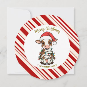 Eenvoudig modern vrolijk kerst kalf Koe OS patroon Save The Date