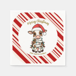 Eenvoudig modern vrolijk kerst kalf Koe OX patroon Servet