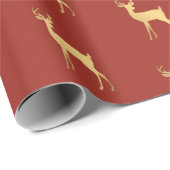 Eenvoudig modern vrolijk kerstmis gouden rendier p cadeaupapier (Rol Hoek)