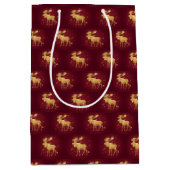 Eenvoudig modern vrolijk kerstmis gouden rendier p medium cadeauzakje (Voorkant)