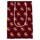 Eenvoudig modern vrolijk kerstmis gouden rendier p medium cadeauzakje (Achterkant)