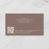 Eenvoudig modern vrouwelijk script QR code bruin s Visitekaartje (Achterkant)