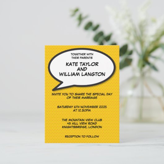 Eenvoudig modern vuurtje voor komische boeken uitnodiging briefkaart (Staand voorkant)