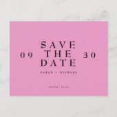 Eenvoudig modern warm roze huwelijk bespaart de da briefkaart (Voorkant)