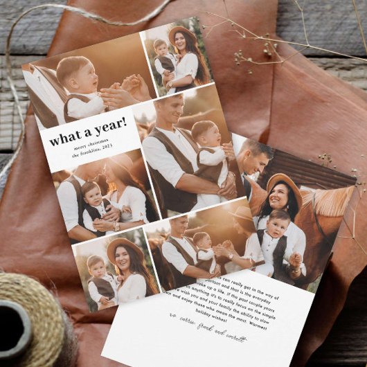 Eenvoudig Modern Wat een Jaar Fotocollage Kerstmis Feestdagenkaart