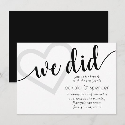 Eenvoudig modern wat we deden | Couple Brunch Hear Kaart (Voorkant / Achterkant)