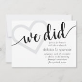 Eenvoudig modern wat we deden | Couple Brunch Hear Kaart (Voorkant)