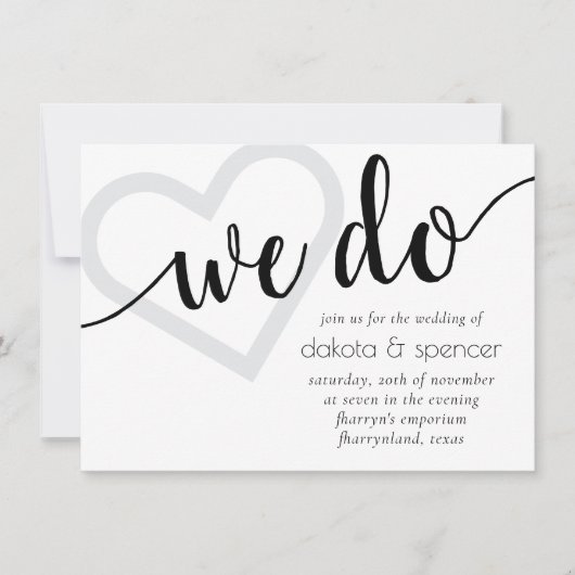 Eenvoudig modern wat we doen | Zwart-wit hartscrip Kaart (Voorkant)