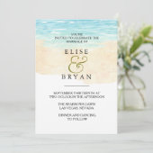 Eenvoudig modern Waterverf Beach Wedding Kaart (Staand voorkant)
