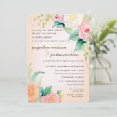 Eenvoudig modern Waterverf Floral Rozen Peach Kora Kaart (Staand voorkant)
