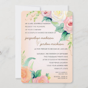 Eenvoudig modern Waterverf Floral Rozen Peach Kora Kaart