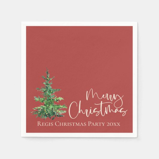 Eenvoudig Modern Waterverf Tree kerstfeest Servet (Voorkant)